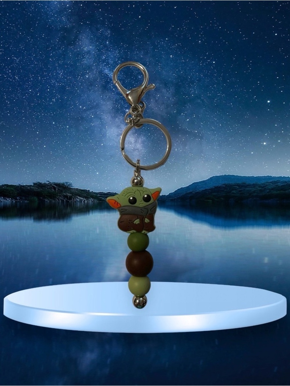 Star Wars Green and Brown Grogu Cat Charm Keychain